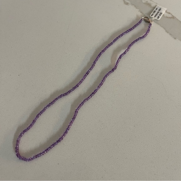 One of a kind faceted Amethyst beaded necklace 15” in length - Picture 10 of 10